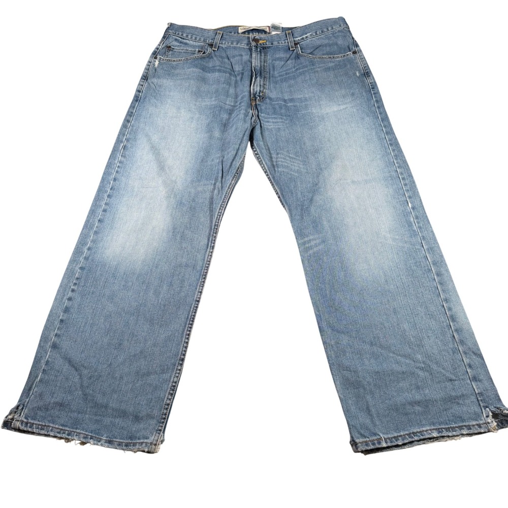Levi's 569 Loose Straight Jeans Men 38x30 Light Wash Blue Denim Stains Wear READ